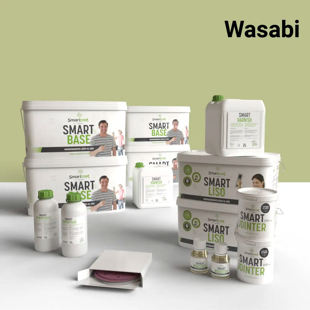 Kit de microcemento para paredes de 16 m², color Wasabi