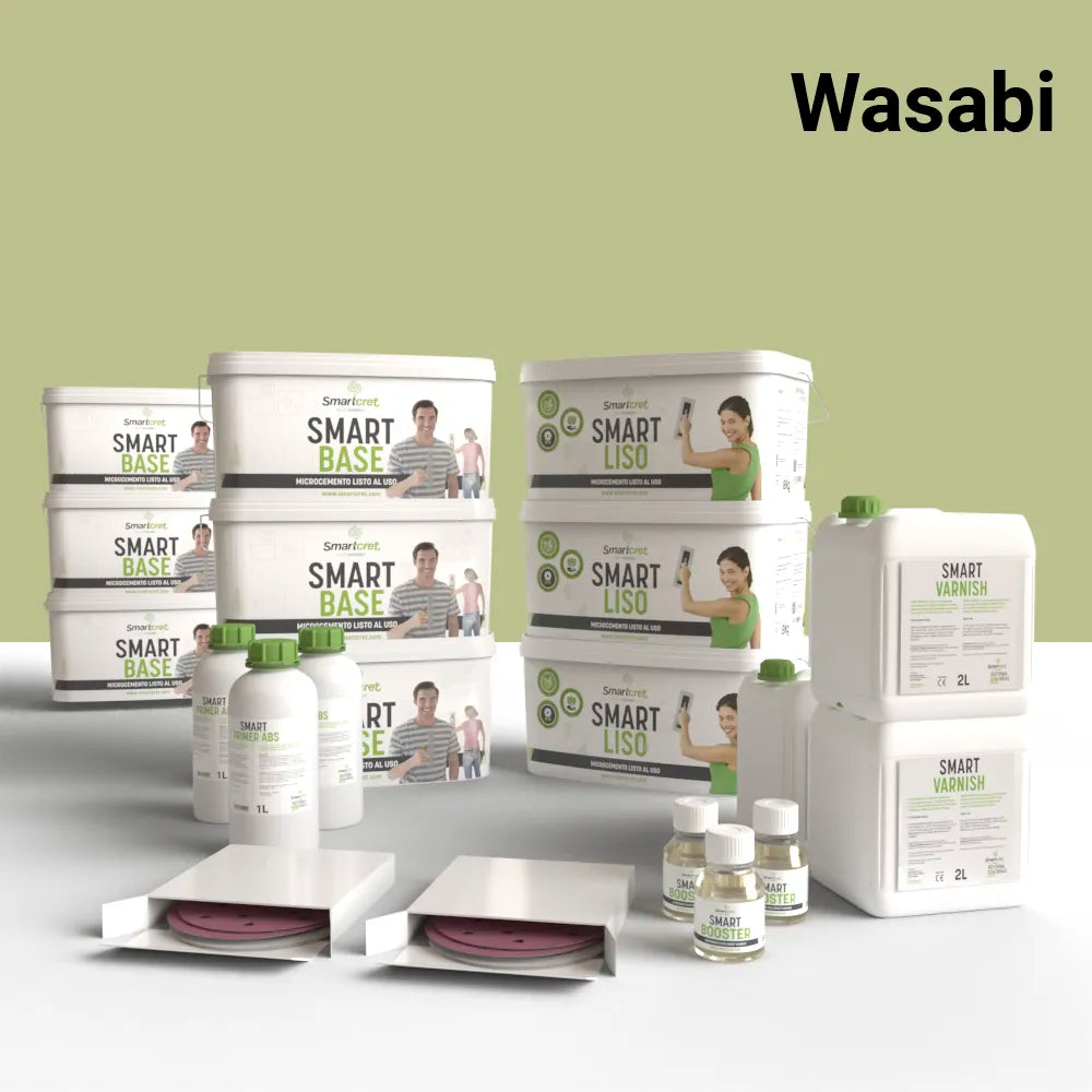 Kit de microcemento para baño de 24 m², color Wasabi