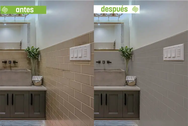 Before and after tile paint in a bathroom