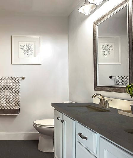 Salle de bain avec microciment blanc sur les murs
