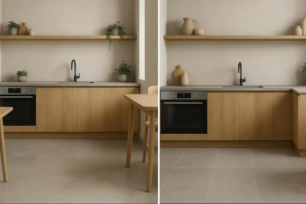 Carrelage effet béton ciré ou enduit authentique : une décision sans compromis