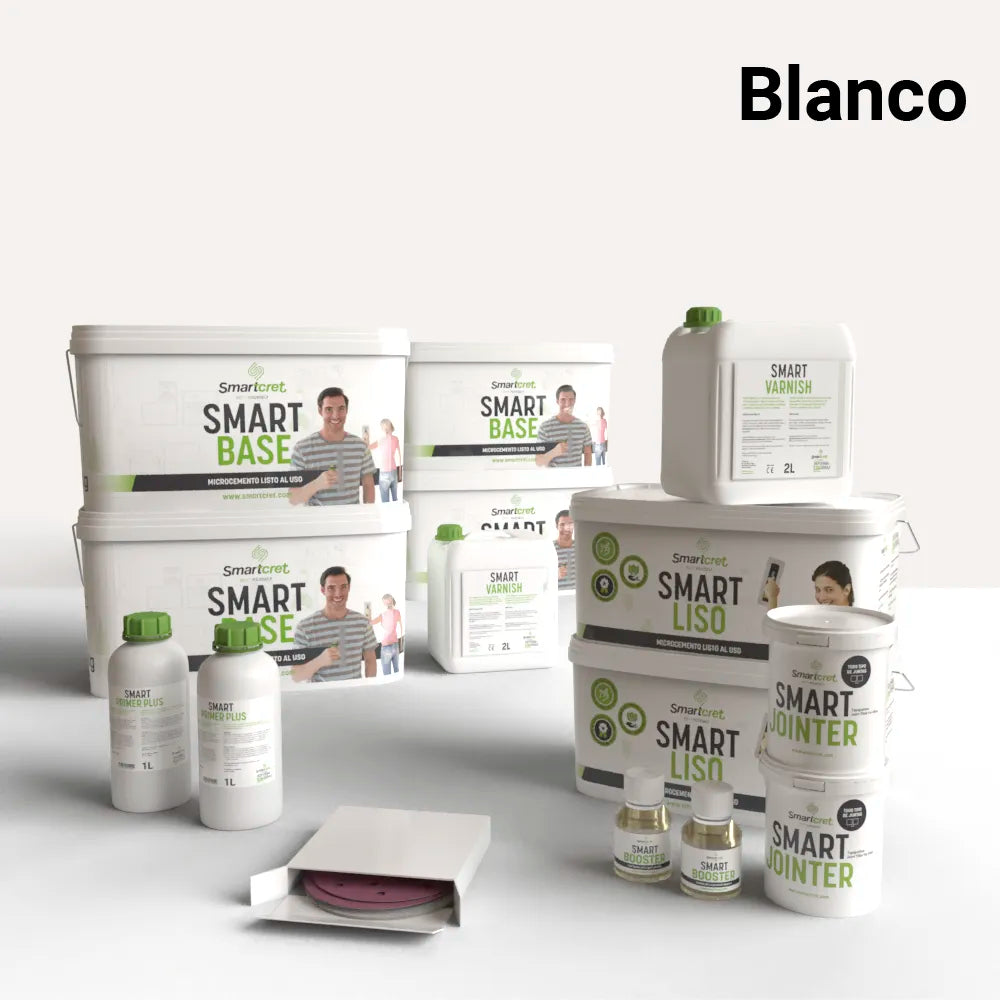 Kit de microcemento para baño de 16 m², color Blanco