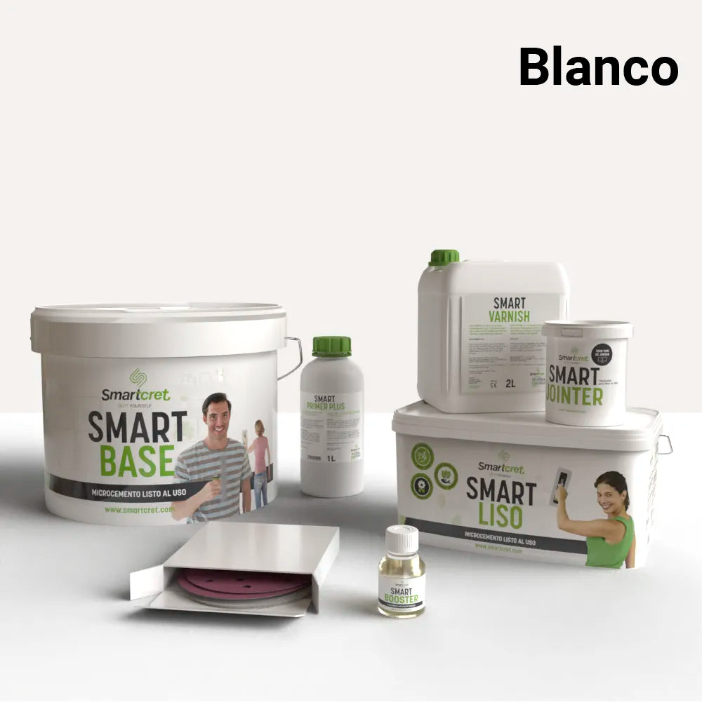 Kit de microcemento para baño de 8 m², color Blanco