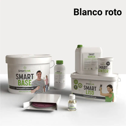 Kit de microcemento para paredes de 8 m², color Blanco Roto