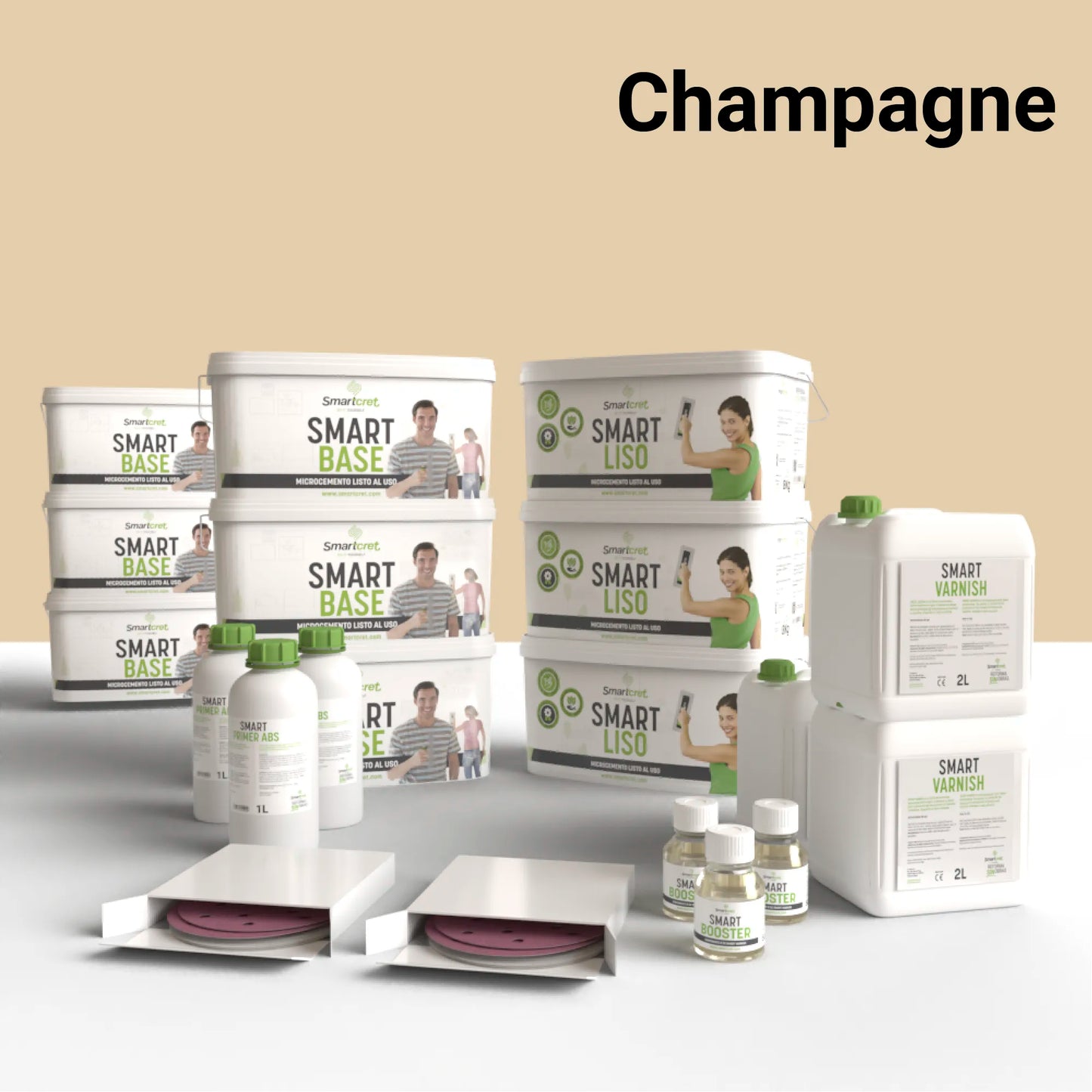 Kit de microcemento para baño de 24 m², color Champagne