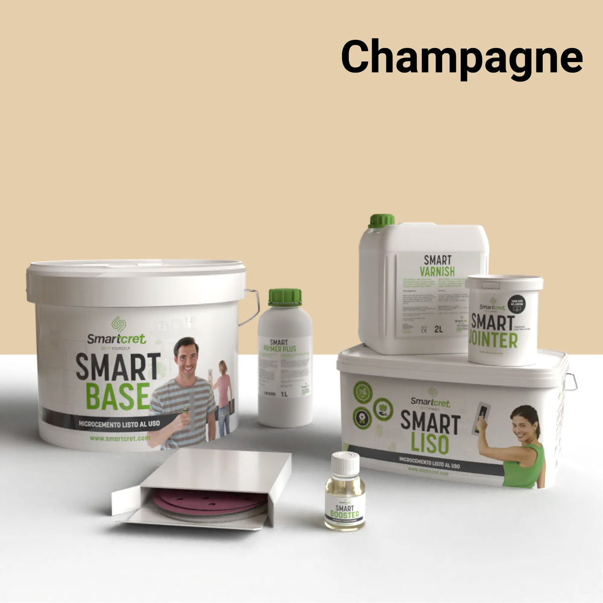 Kit de microcemento para baño de 8 m², color Champagne