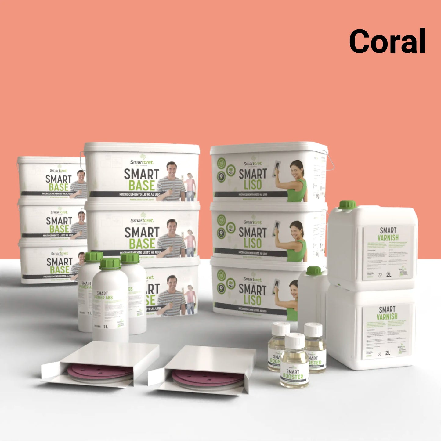 Kit de microcemento para cocina de 24 m², color Coral