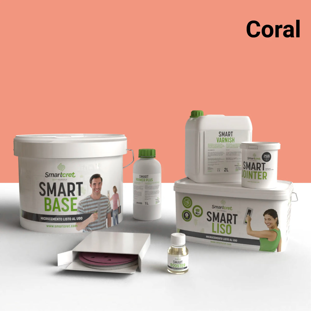 Kit de microcemento para cocina de 8 m², color Coral