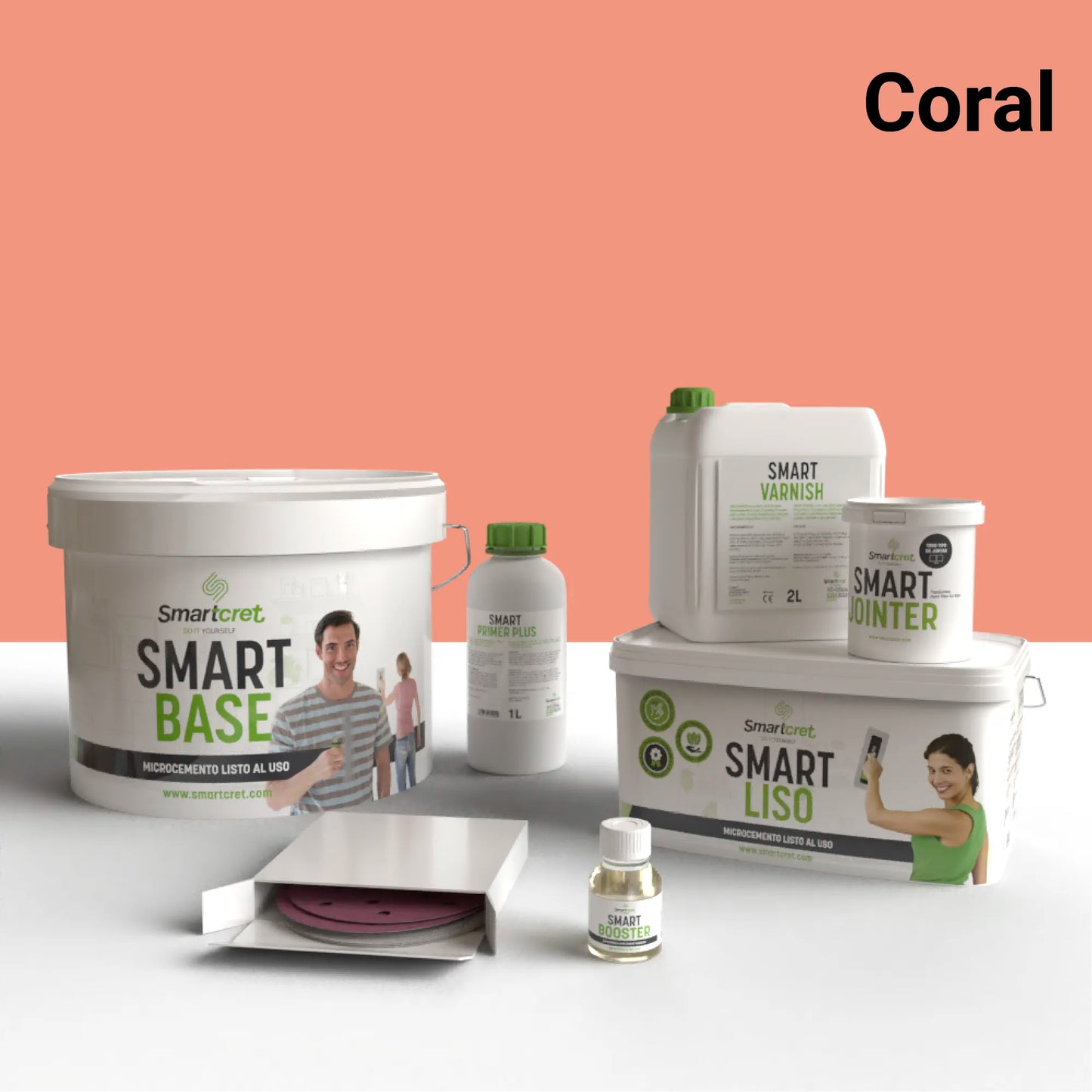 Kit de microcemento para baño de 8 m², color Coral