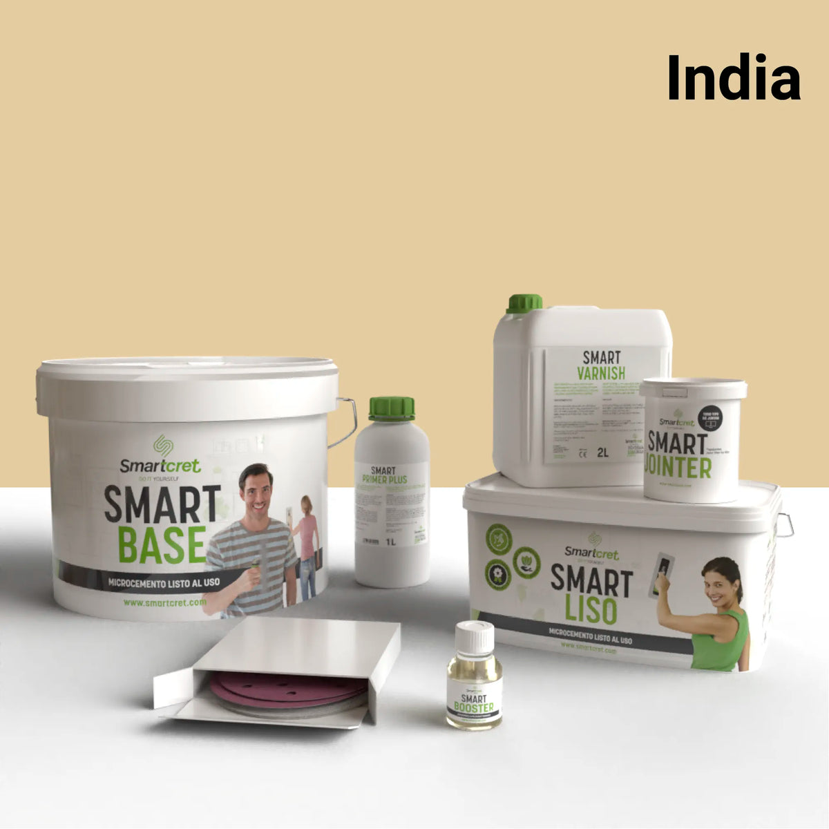 Kit de microcemento para baño de 8 m², color India