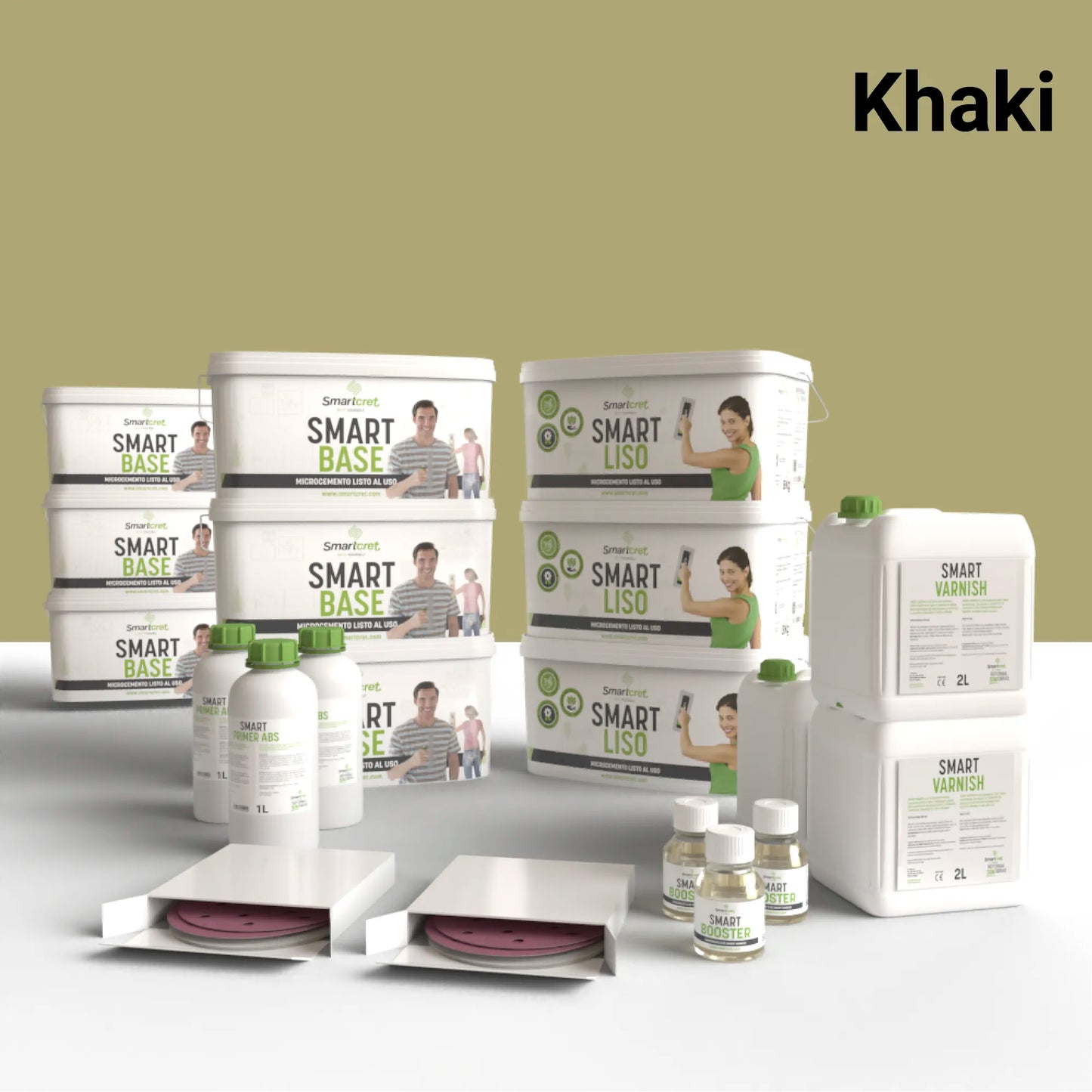 Kit de microcemento para cocina de 24 m², color Khaki