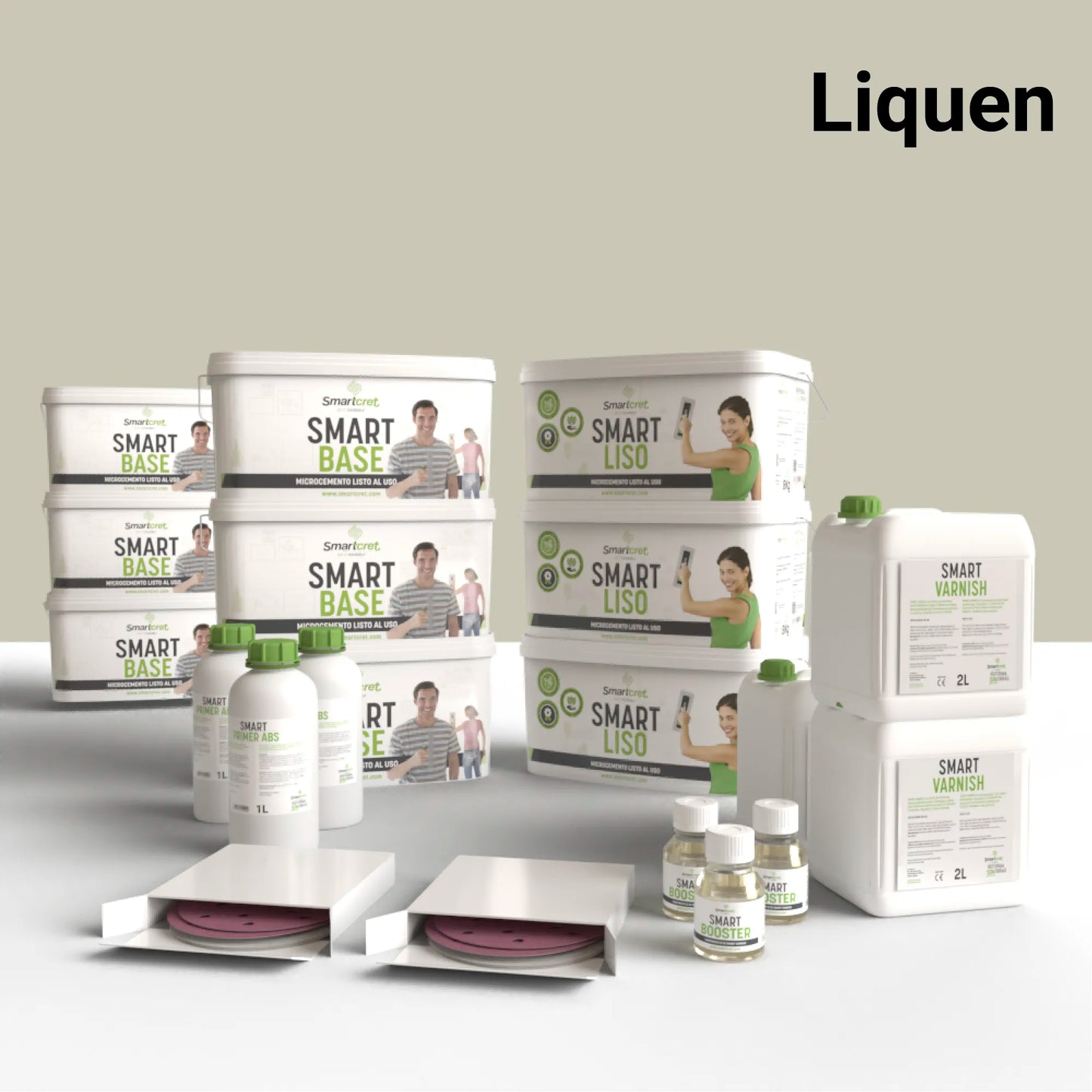 Kit de microcemento para baño de 24 m², color Liquen