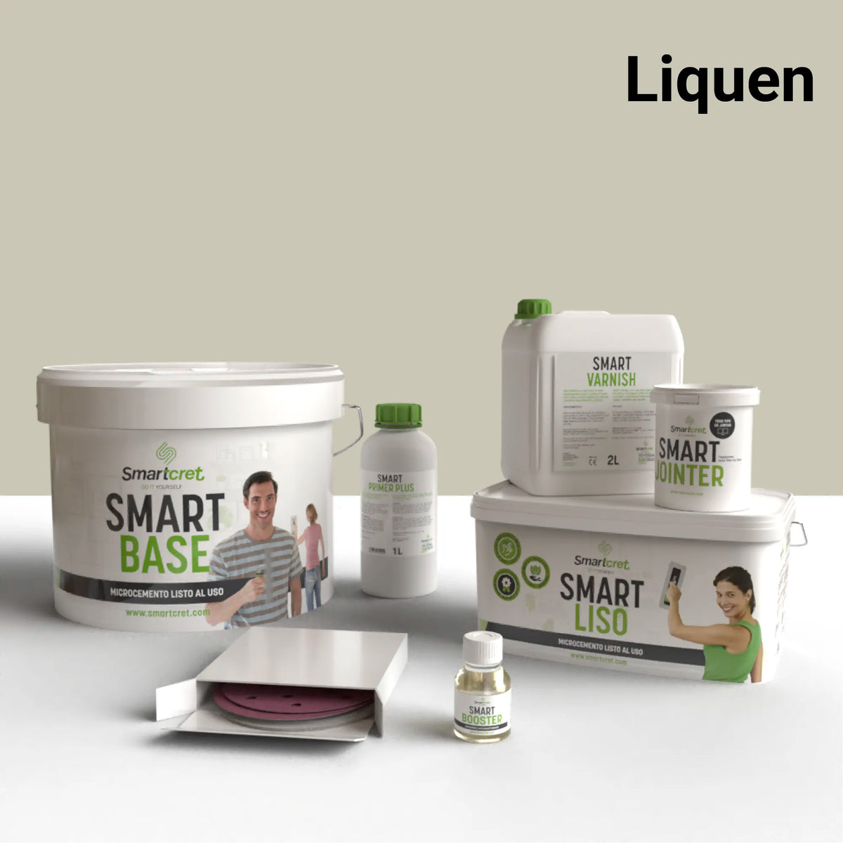 Kit de microcemento para paredes de 8 m², color Liquen