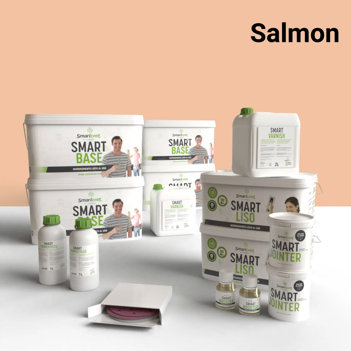 Kit de microcemento para paredes de 16 m², color Salmon