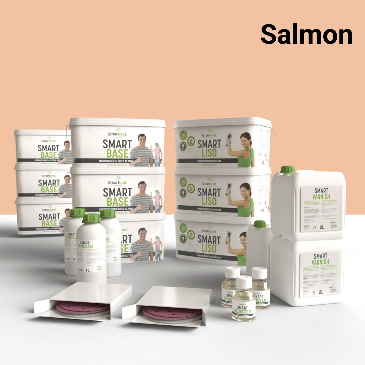 Kit de microcemento para baño de 24 m², color Salmon
