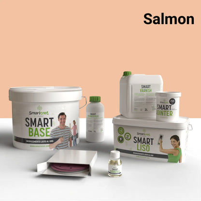 Kit de microcemento para paredes de 8 m², color Salmon