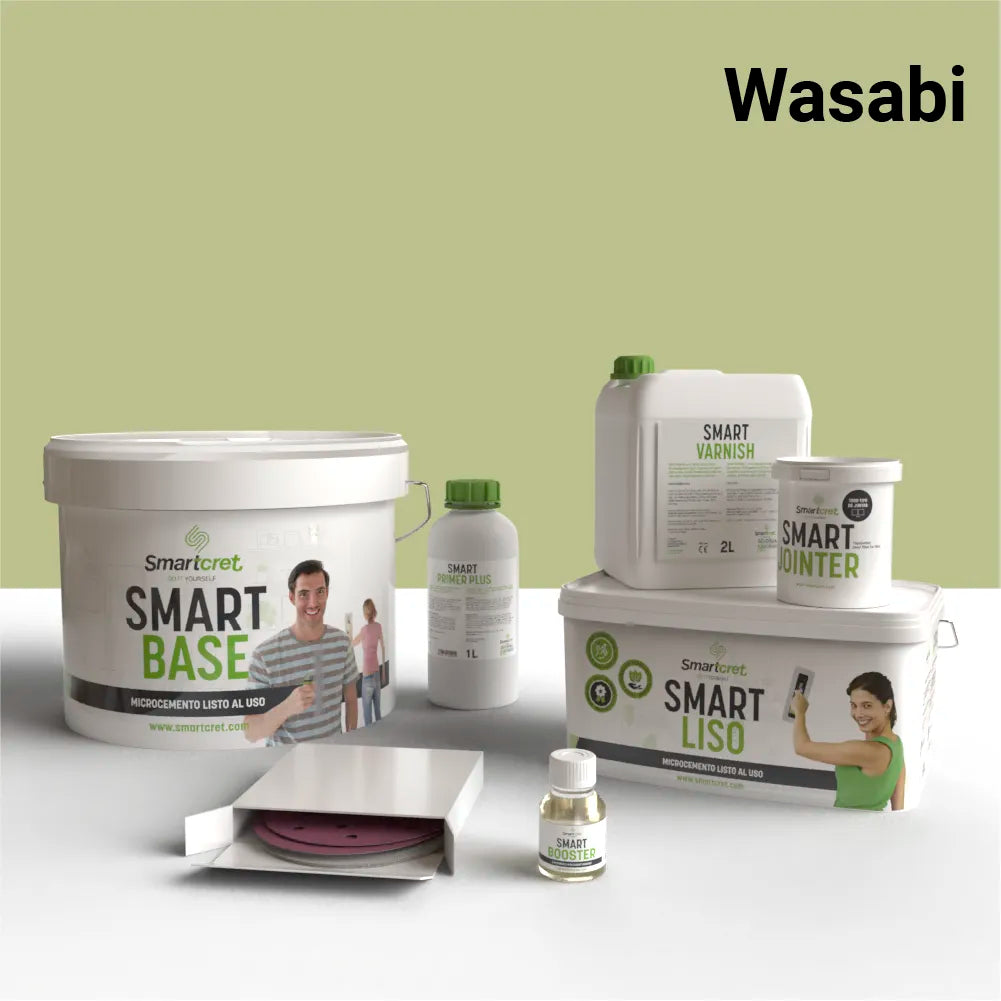 Kit de microcemento para paredes de 8 m², color Wasabi