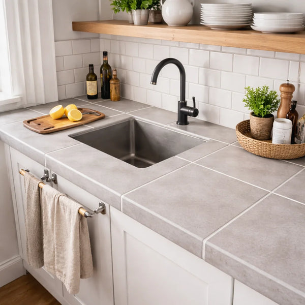 Mujer sosteniendo un cubo de Smart Base, producto incluido en algunos de los kits de microcemento Smartcret.