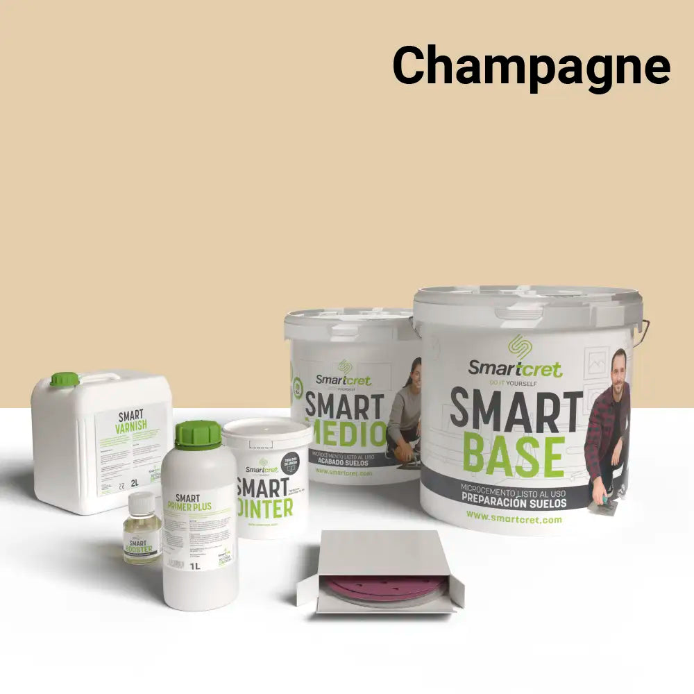 Kit de microcemento color Champagne Smartcret 8m2 para suelos y cocinas con juntas