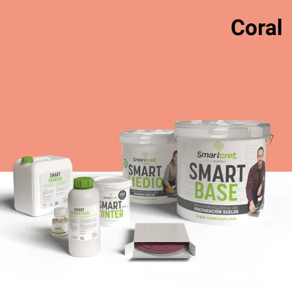 Kit de microcemento color Coral Smartcret 8m2 para suelos y cocinas con juntas