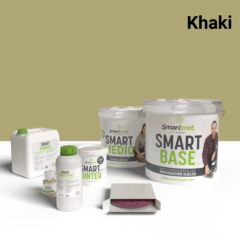 Kit de microcemento color Khaki Smartcret 8m2 para suelos y cocinas con juntas