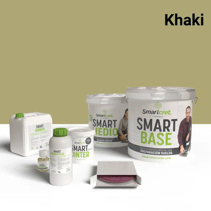 Kit de microcemento color Khaki Smartcret 8m2 para suelos y cocinas con juntas