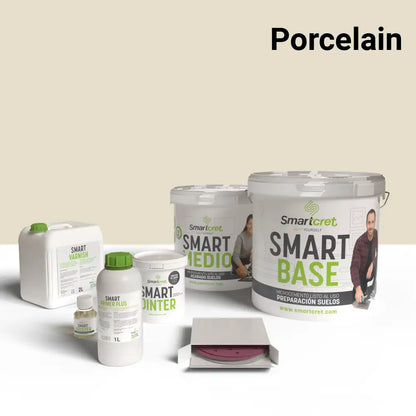 Kit de microcemento color Porcelain Smartcret 8m2 para suelos y cocinas con juntas