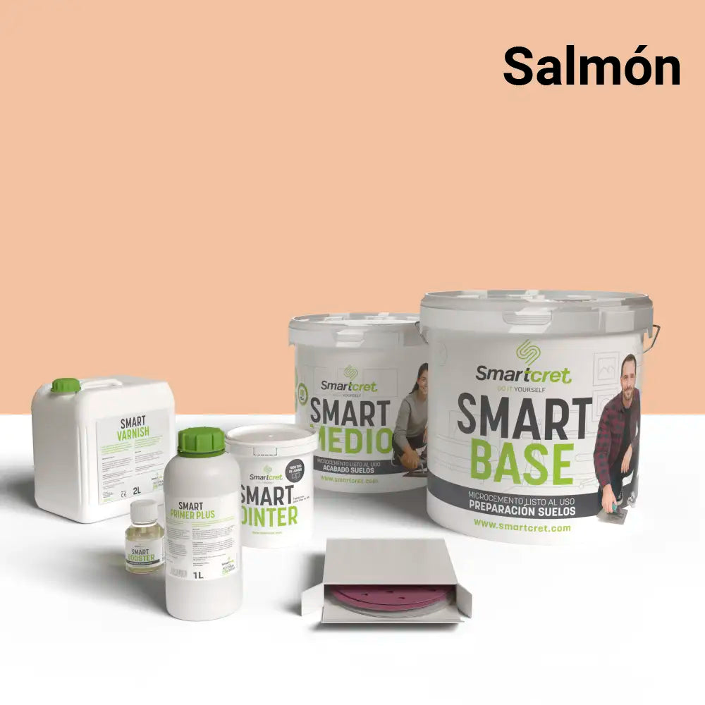 Kit de microcemento color Salmon Smartcret 8m2 para suelos y cocinas con juntas