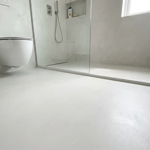 Microcement shower in White colour, Smartcret bathroom kit