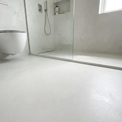 Microcement shower in White colour, Smartcret bathroom kit