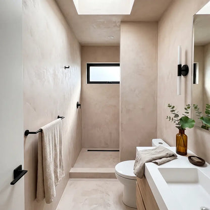 Microcement shower in Blush colour, Smartcret bathroom kit
