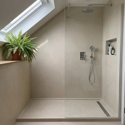 Microcement shower in Bone colour, Smartcret bathroom kit