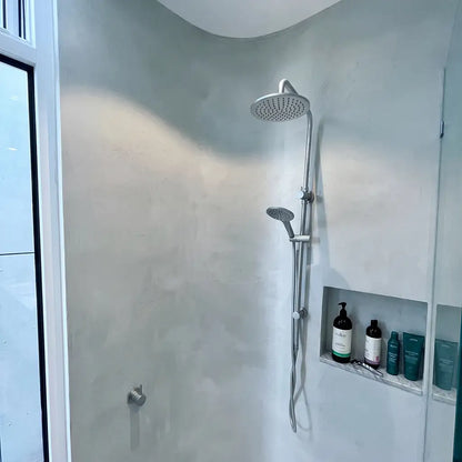 Microcement shower in Breeze colour, Smartcret bathroom kit