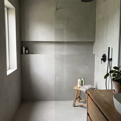 Microcement shower in Shale Grey colour, Smartcret bathroom kit