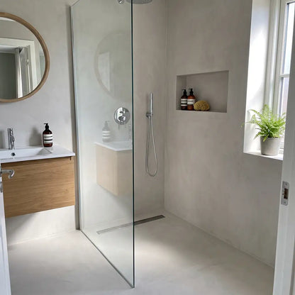 Microcement shower in Universe colour, Smartcret bathroom kit