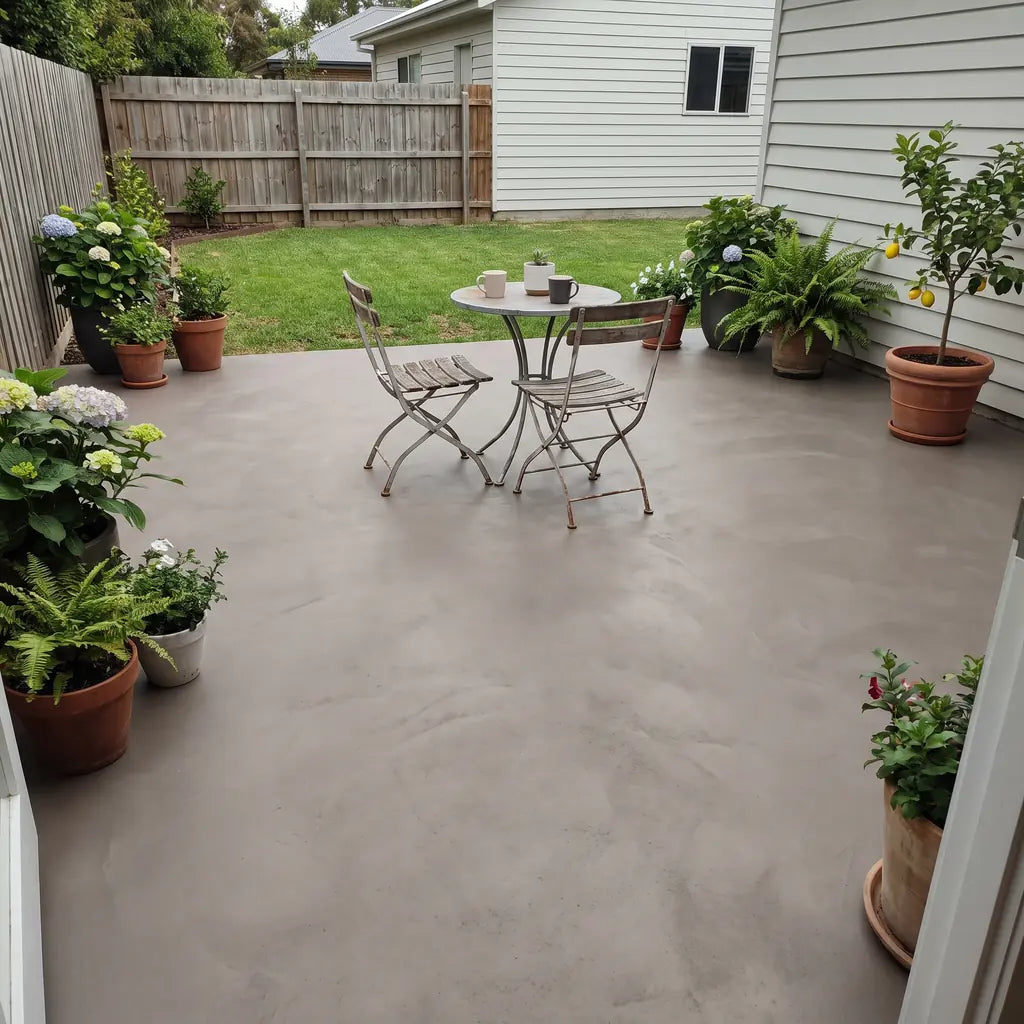 Patio with a Smartcret microcement floor for outdoor use