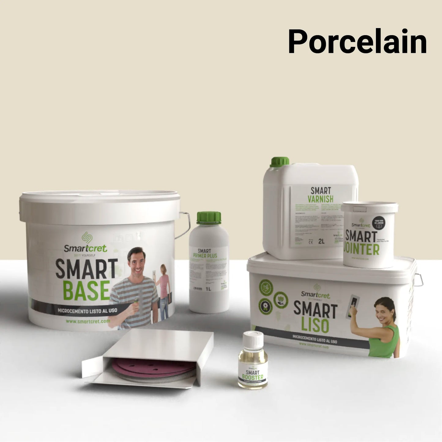 Microcement kit for bathroom walls with tiles for 8 m²