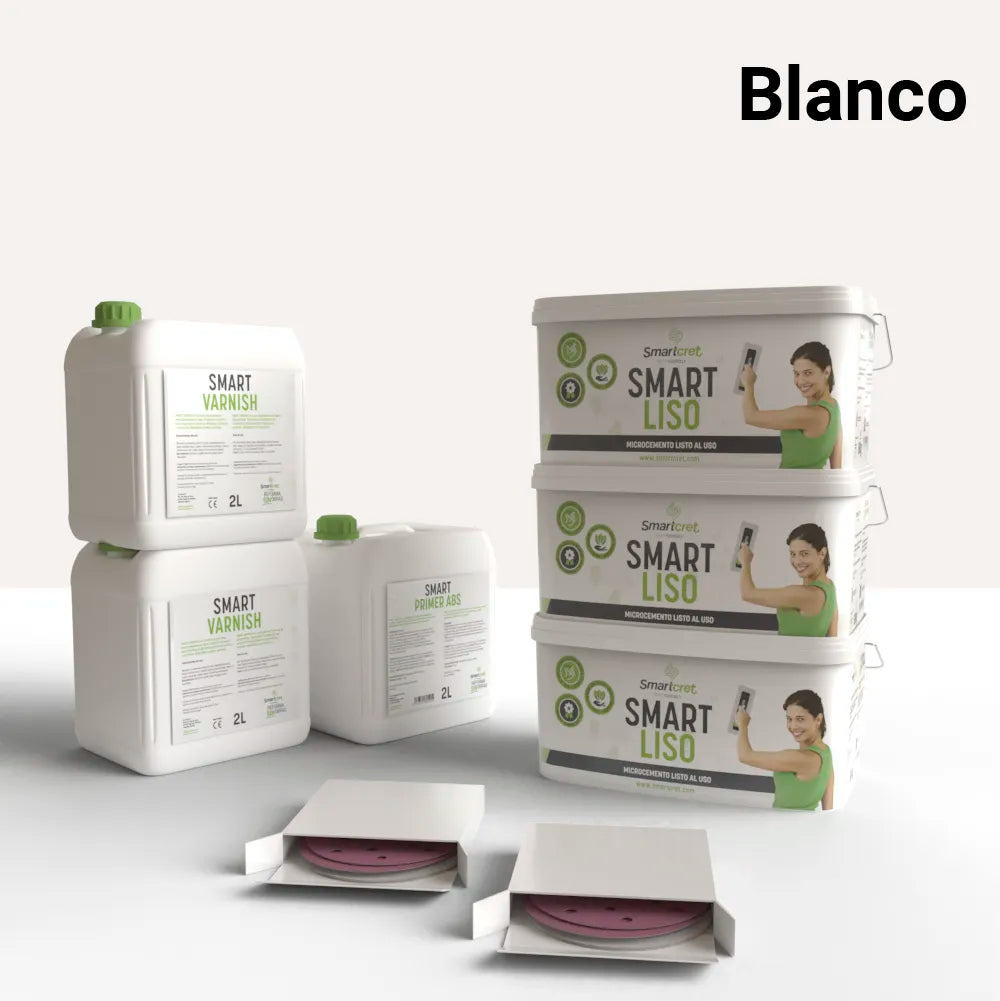 Kit de microcemento para paredes de 18 m², color Blanco