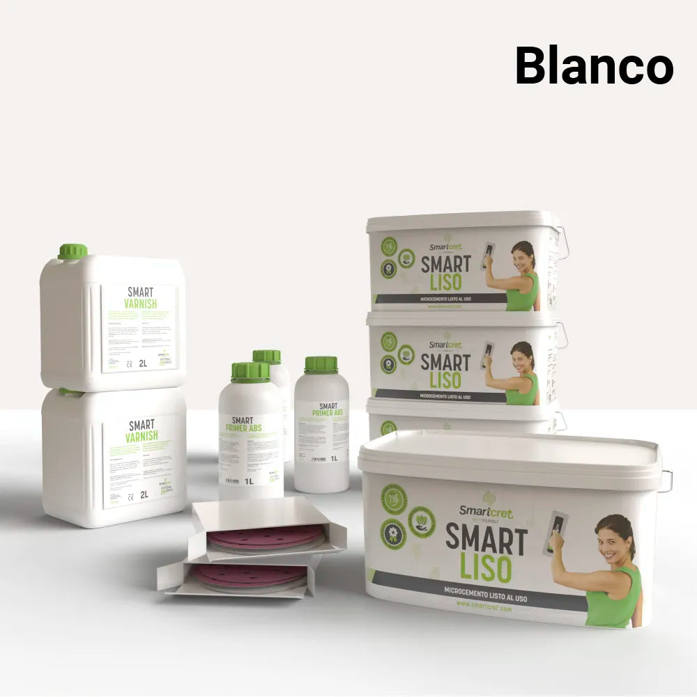 Kit de microcemento para paredes de 24 m², color Blanco