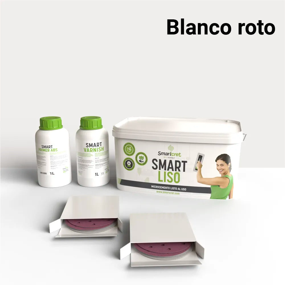 Kit de microcemento para paredes de 6 m², color Blanco Roto