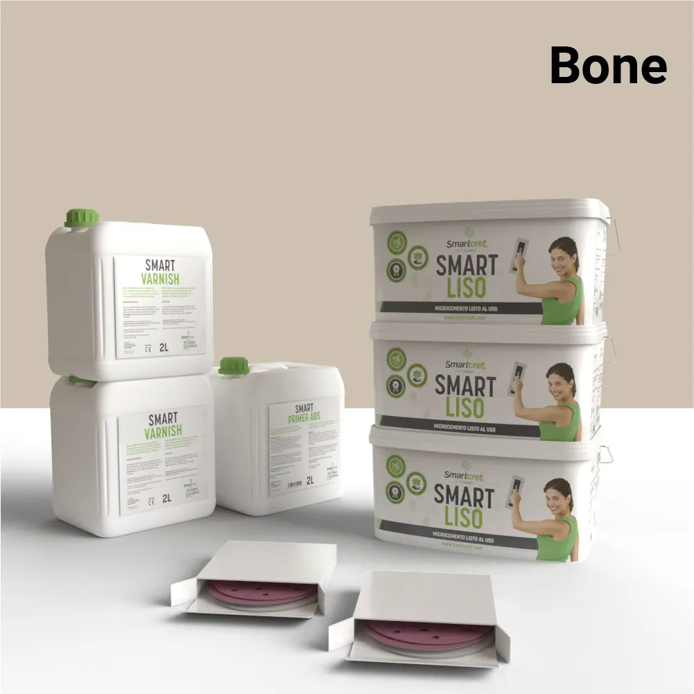 Kit de microcemento para paredes de 18 m², color Bone