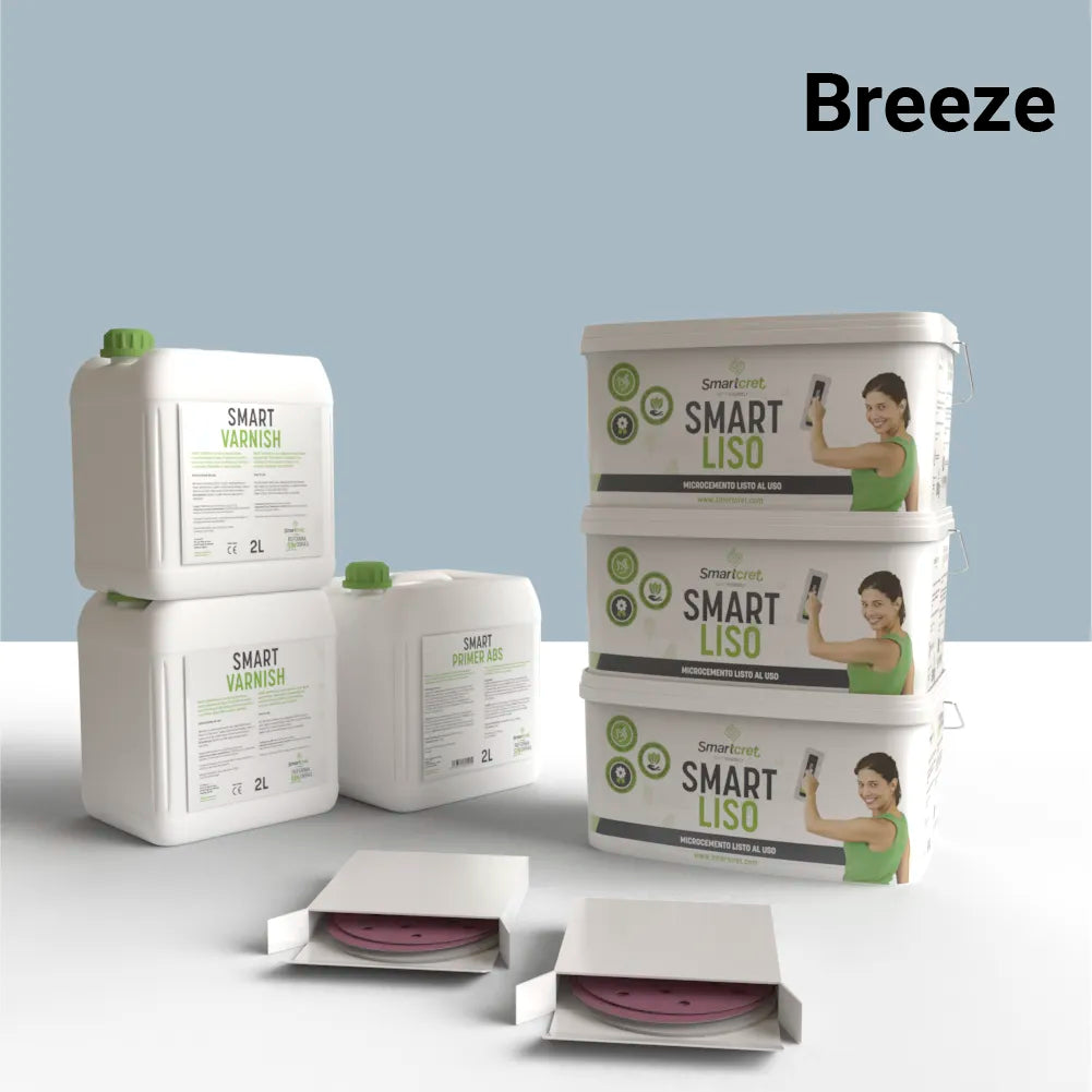 Kit de microcemento para paredes de 18 m², color Breeze