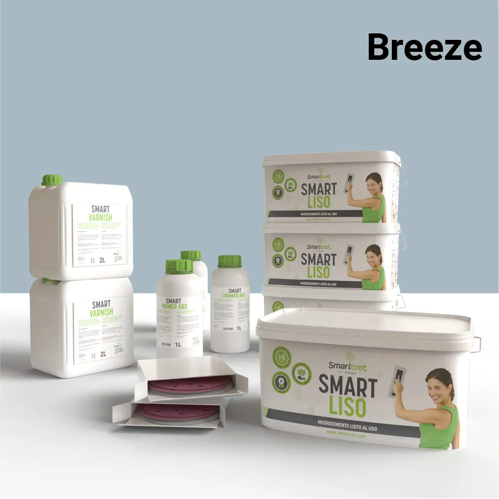 Kit de microcemento para paredes de 24 m², color Breeze