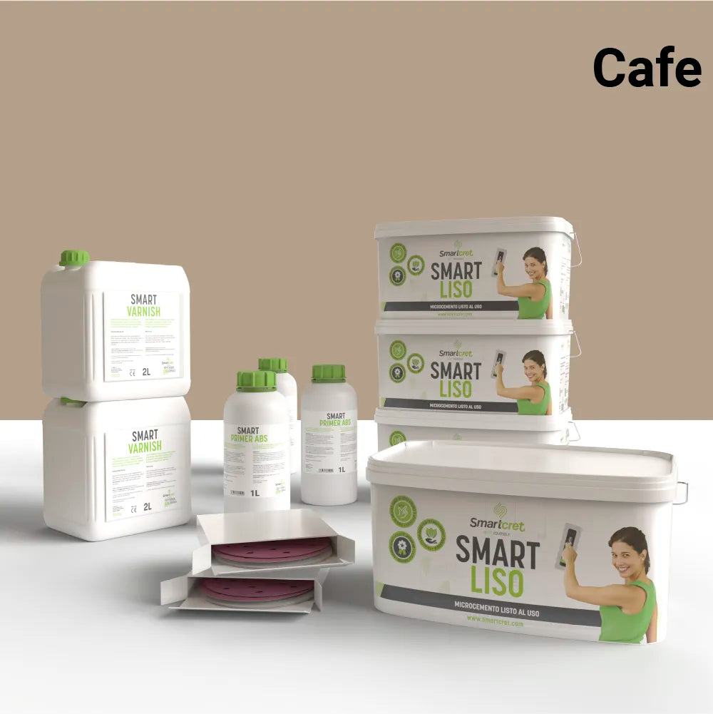 Kit de microcemento para paredes de 24 m², color Cafe