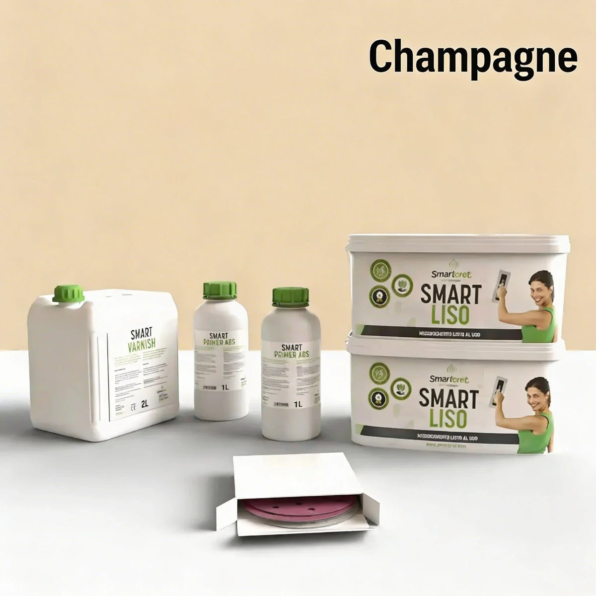 Kit de microcemento para chimenea de 12 m², color Champagne