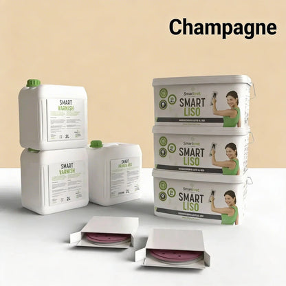 Kit de microcemento para paredes de 16 m², color Champagne
