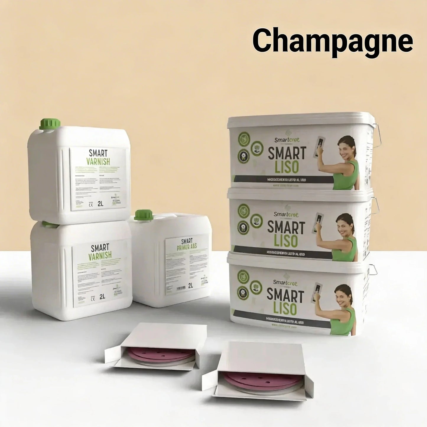 Kit de microcemento para chimenea de 18 m², color Champagne