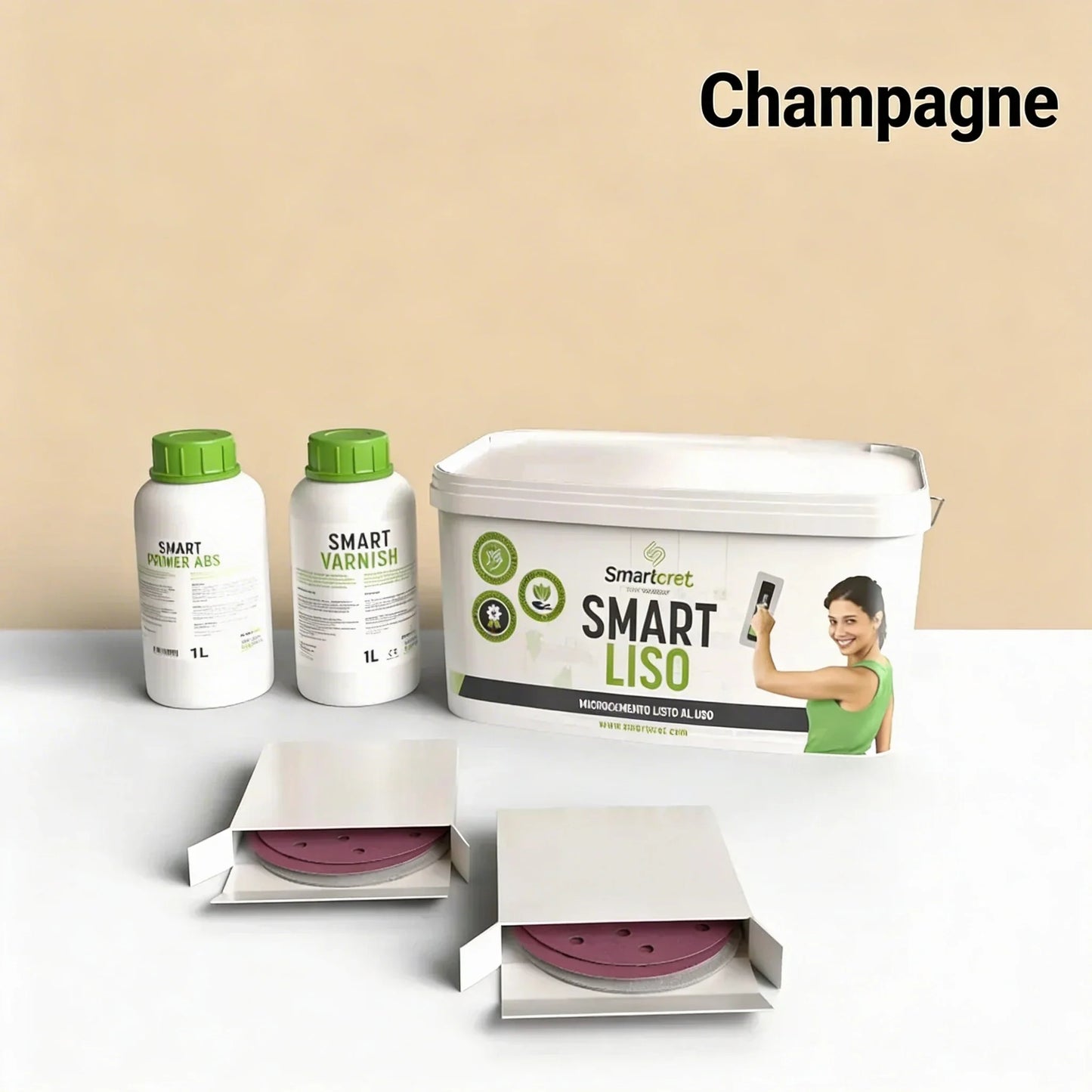 Kit de microcemento para muebles y mesas de 6 m², color Champagne