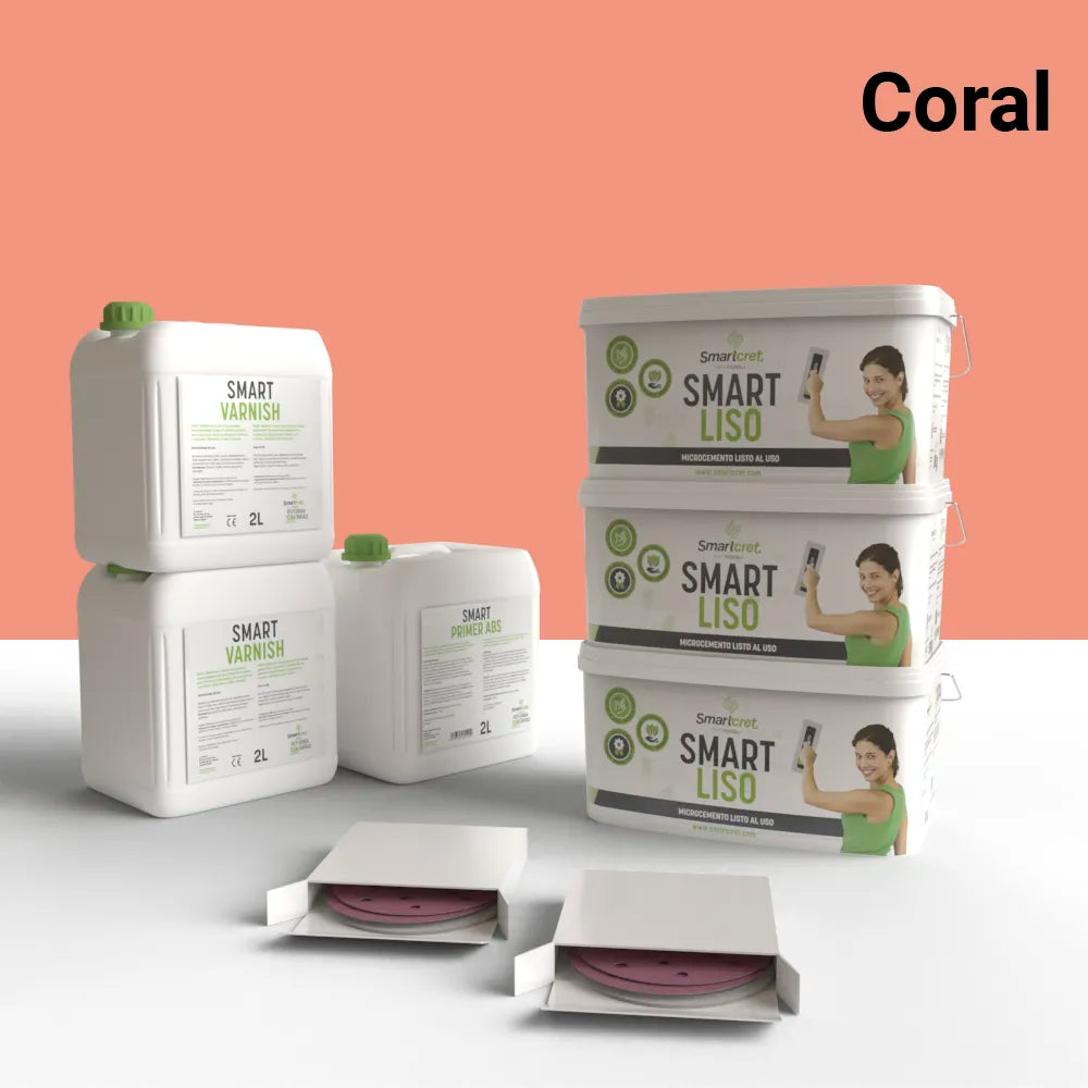 Kit de microcemento para paredes de 18 m², color Coral