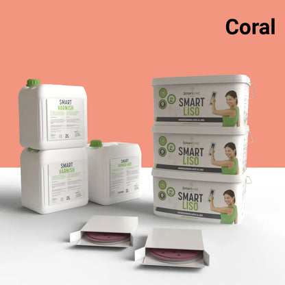 Kit de microcemento para paredes de 16 m², color Coral
